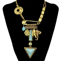 ethnic gypsy elephant head necklace jewelry turkey vintage resin triangle pendant choker maxi boho bib statement necklaces women