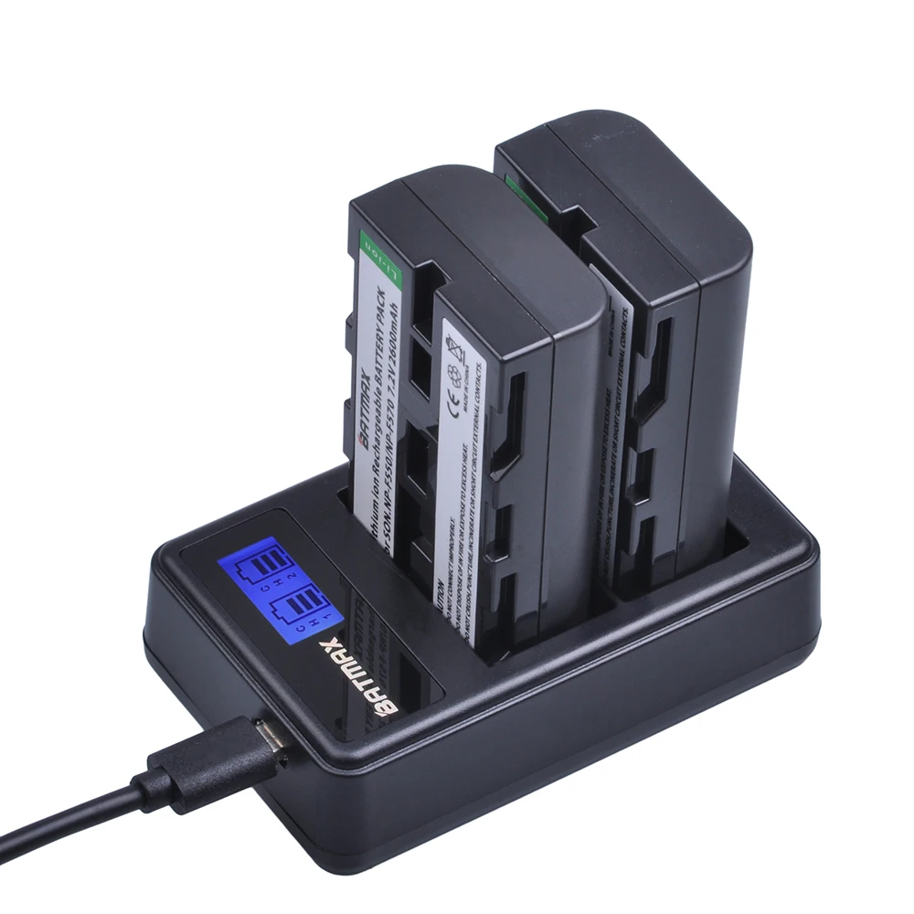 Batmax 2600 мАч 2PcsNP-F550 NP-F330 NP F550 F330 батарея для камеры + зарядное устройство с двумя