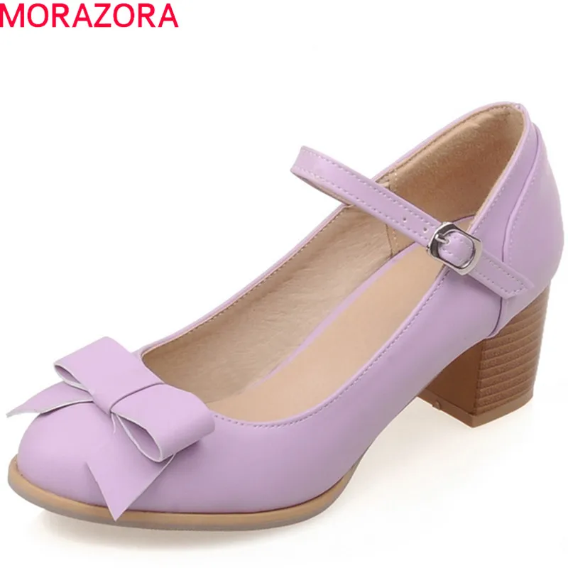 MORAZORA/2020 новые модные туфли-лодочки с круглым носком Женская обувь на высоком