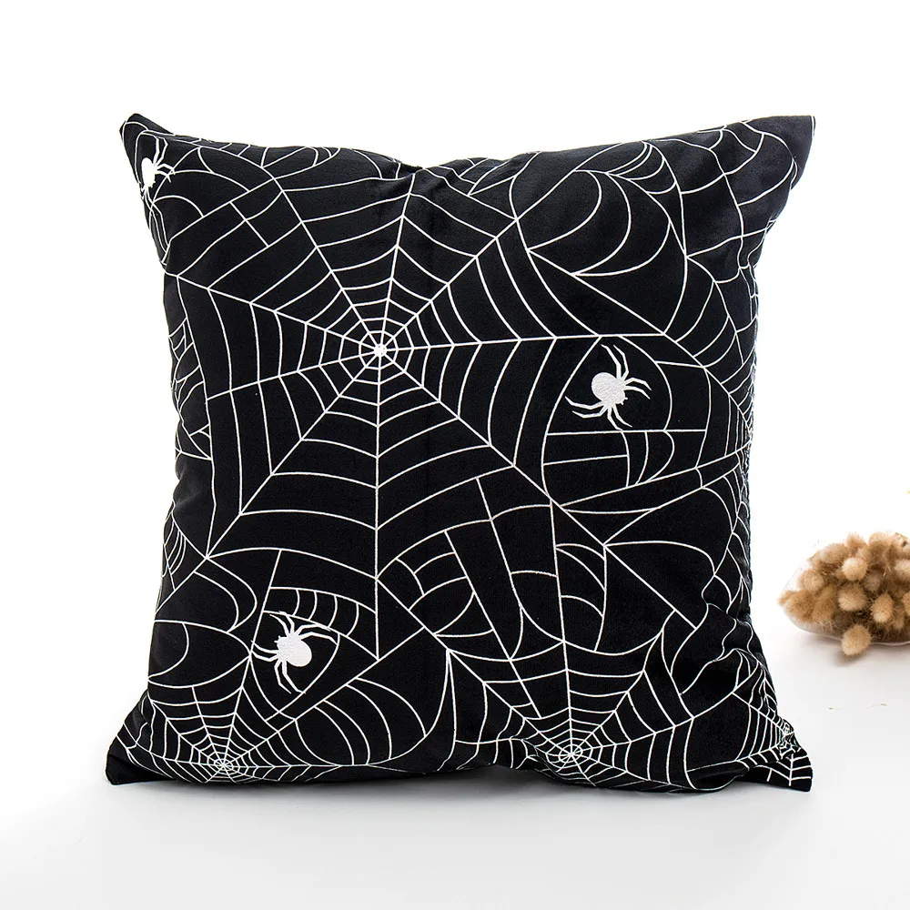 43X43cm и надписью &quotHappy Halloween&quot Печатный чехол для подушки софы Бат паутину