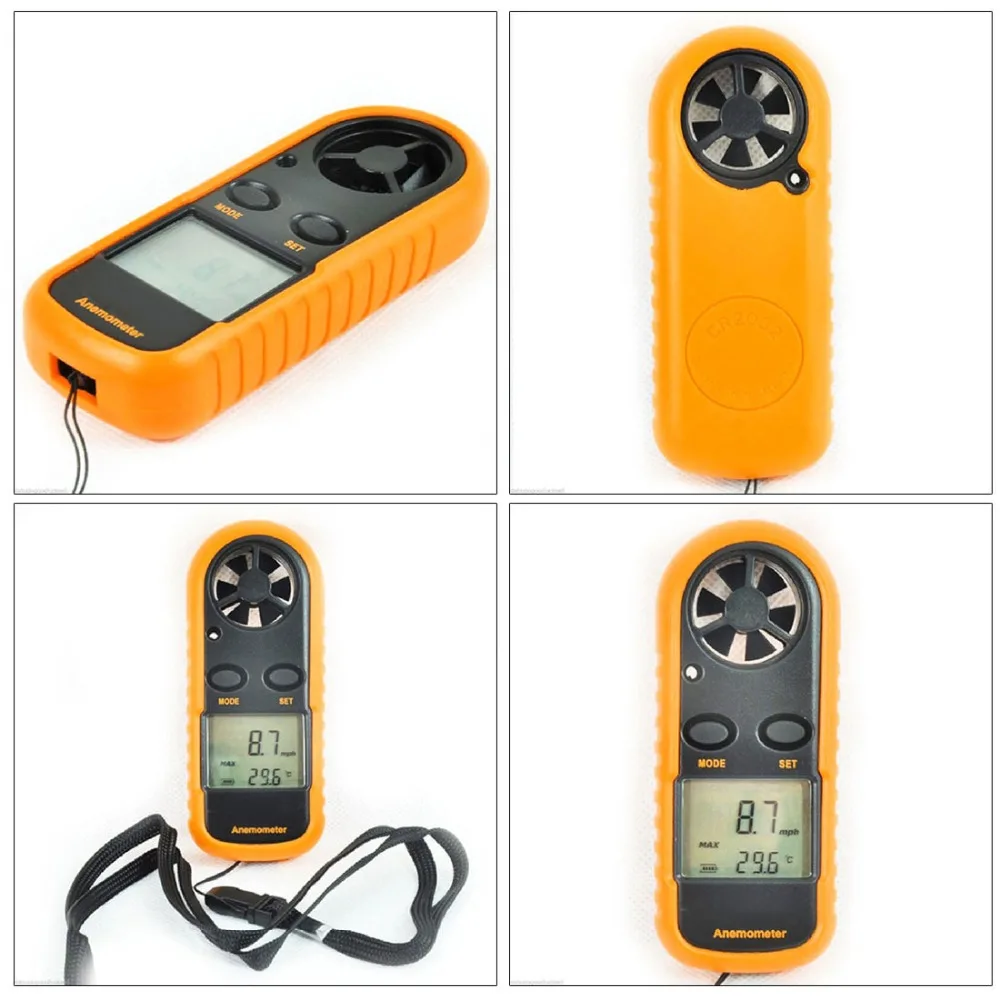 

Digital Anemometer Wind Speed Meter 0-30m/s -10 ~ 45C Temperature Tester Anemometro with LCD Backlight Display Anti-wrestling