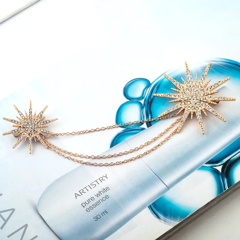 Стразы брошь Снежинка булавки для женщин и мужчин золотая серебряная черная