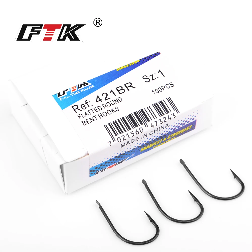 FTK 100 шт./лот Новый плоский круглый крючок с зазубриной 421BR Размер 1 # РАЗМЕР 8