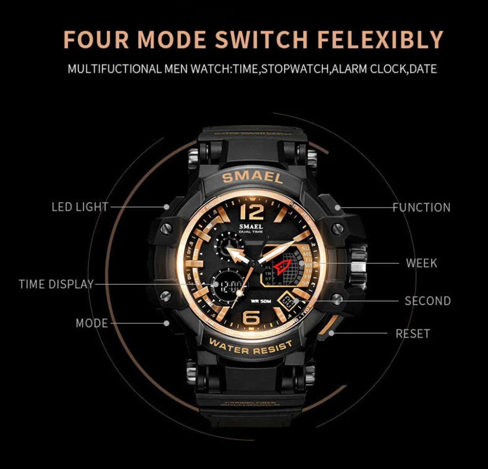 Reloj мужские часы белые спортивные часы светодиодный цифровой 50 м водонепроницаемые часы ударные мужские часы 1509 relogios мужские спортивные часы оптом# F