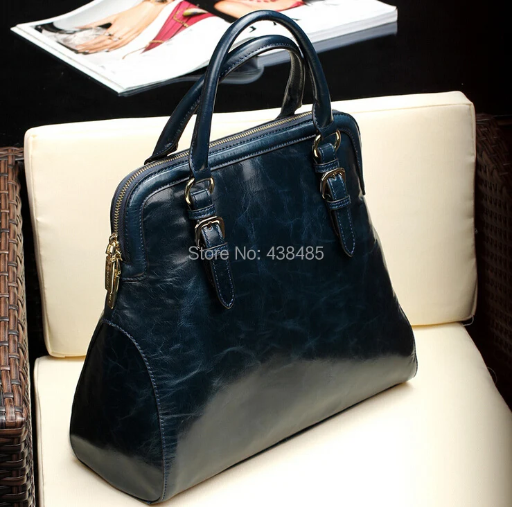 2015 oil wax genuine leather bags handbags women famous brands tote hand shoulder vintage belt design messenger | Багаж и сумки