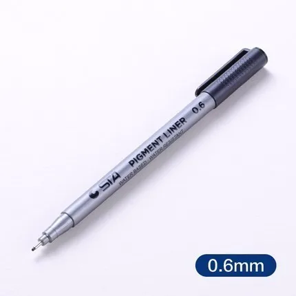 06 STA1PCS пигмент лайнер Pigma Micron чернила маркер для белой доски 0,05 0,1 0,2 0,3 0,4 0,5 0,6 0,8 различных наконечников, черная ручка эскизов ручки - Цвет: 06