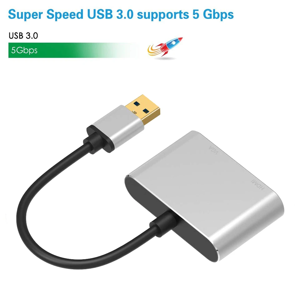 Адаптер Navceker USB 3 0 к HDMI VGA с двойным выходом HD 1080P кабель конвертер для компьютеров