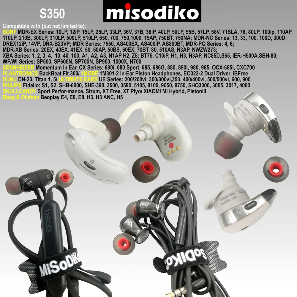 Силиконовые наконечники для наушников misodiko S350 SONY WF/WI Fi SP700N 1000X MDR EX 10LP 15AP 15LP 100IP/