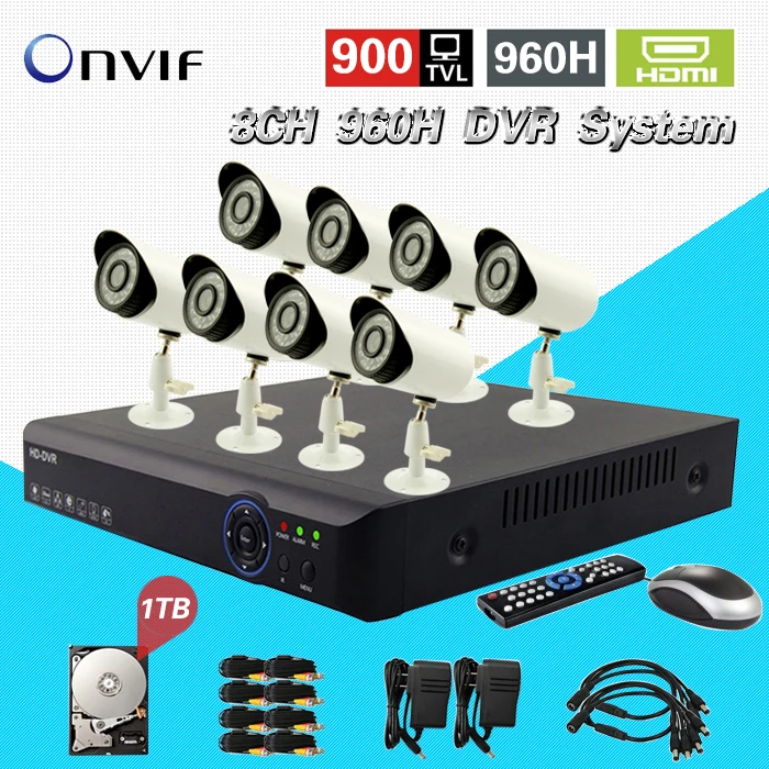 Полный AHD 960 H видеорегистратор с 8 шт. 900tvl ИК Открытый камеры видео Системы
