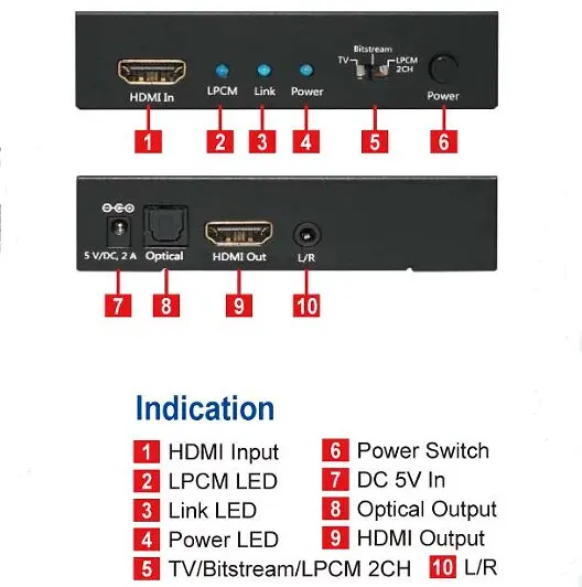 HDMI 4K2K LPCM 2CH аудио экстрактор|Кабели HDMI| |