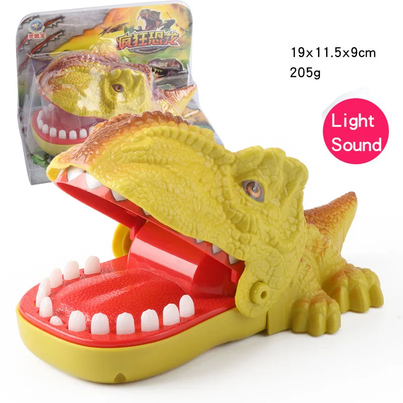 Dinosaur Yellow Ligh Дети Большой крокодил, акула рот дантиста кусает за палец игра Новинка шутки дети мультфильм пиратский баррель семья трюк забавная игра - Цвет: Dinosaur Yellow Ligh