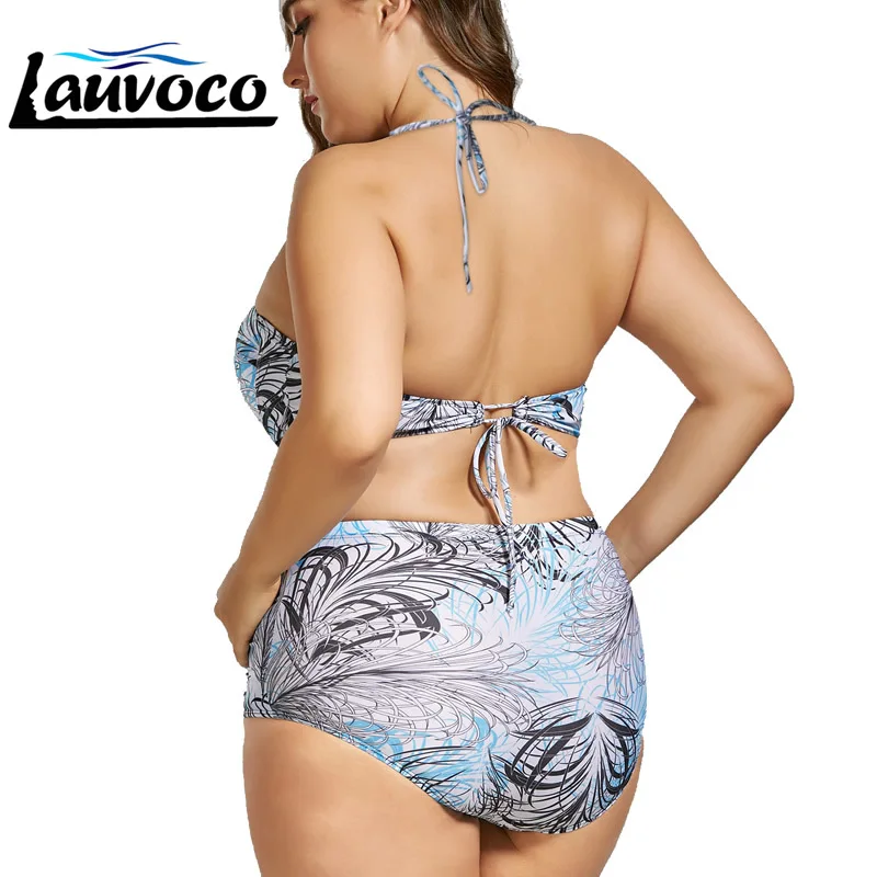 Deep V High Waist Bikini Push Up Sexy Large Size Women XL-4XL Set Print Biquini Female Swimming Suit Plus Swimwear |