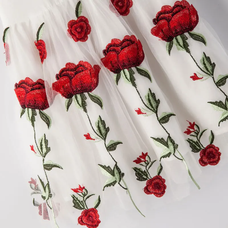 Childdkivy Rose Embroidery Girls Princess Dress 2020 Kids Summer For 4-12 Years Children Party Clothes | Детская одежда и обувь