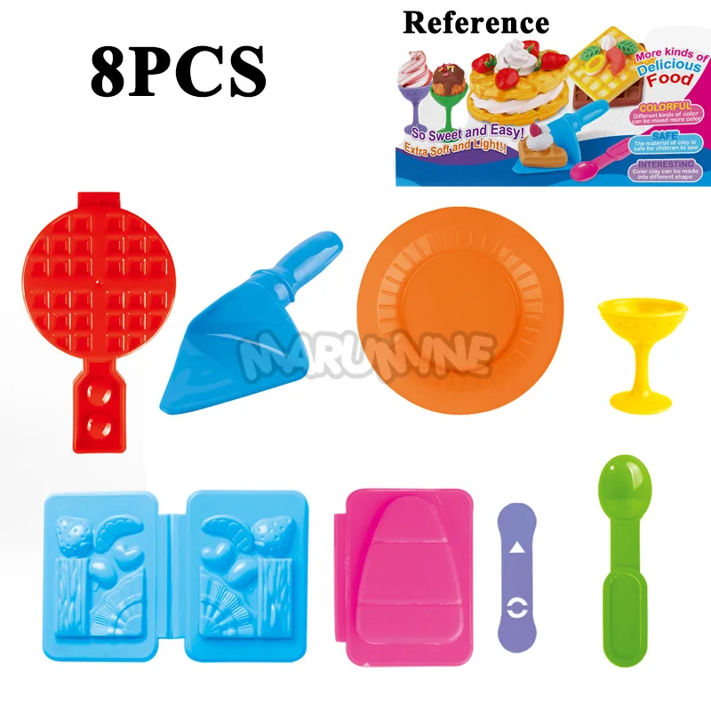 8PCS Cookies Marumine 3D Цвет глины плесень пластилина, лепка из Tool Kit Лапша Maker пельмени Еда пластилина, развивающие игрушки для детей - Цвет: 8PCS Cookies
