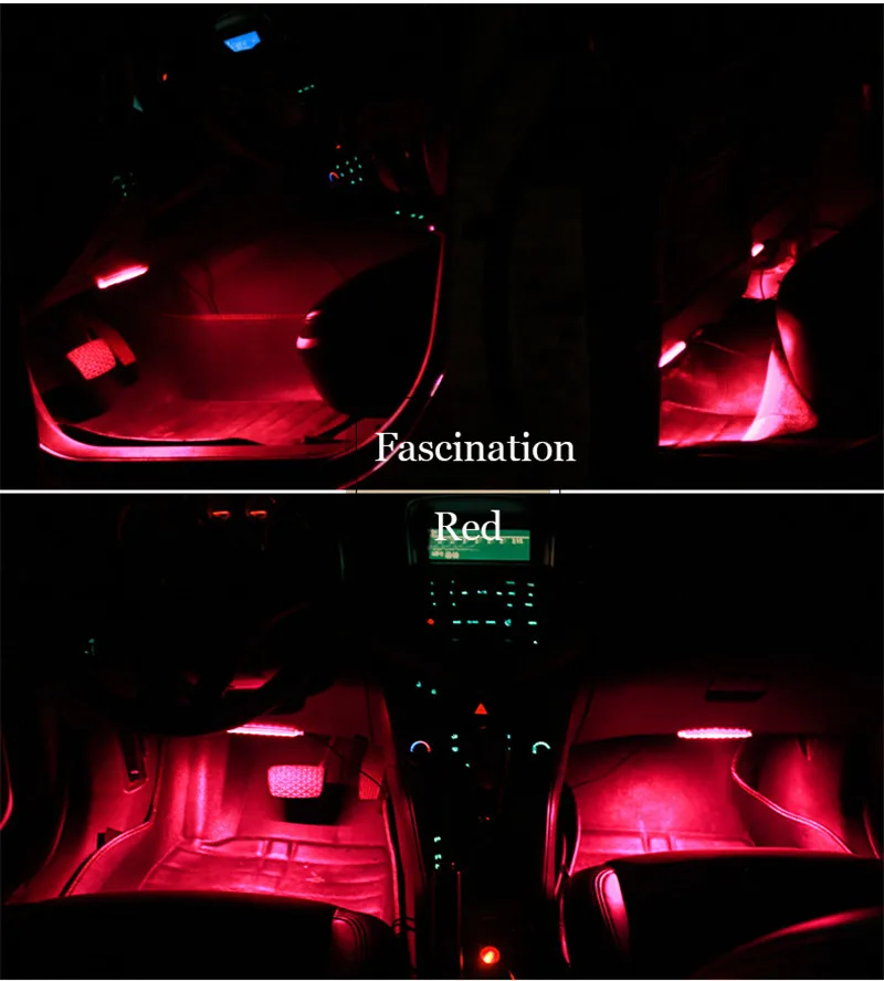 4 шт. светодиодный ленточный светильник s цветной автомобильный RGB для стайлинга