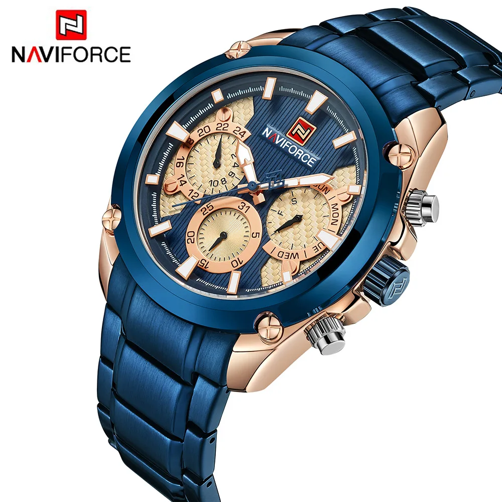 

Часы NAVIFORCE мужские, спортивные, водонепроницаемые, из стали