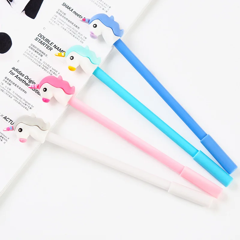 

36 pcs/Lot Color Unicorn gel pens 0.5mm roller ball Black ink pen writing gift Stationery Office school supplies Canetas A6152