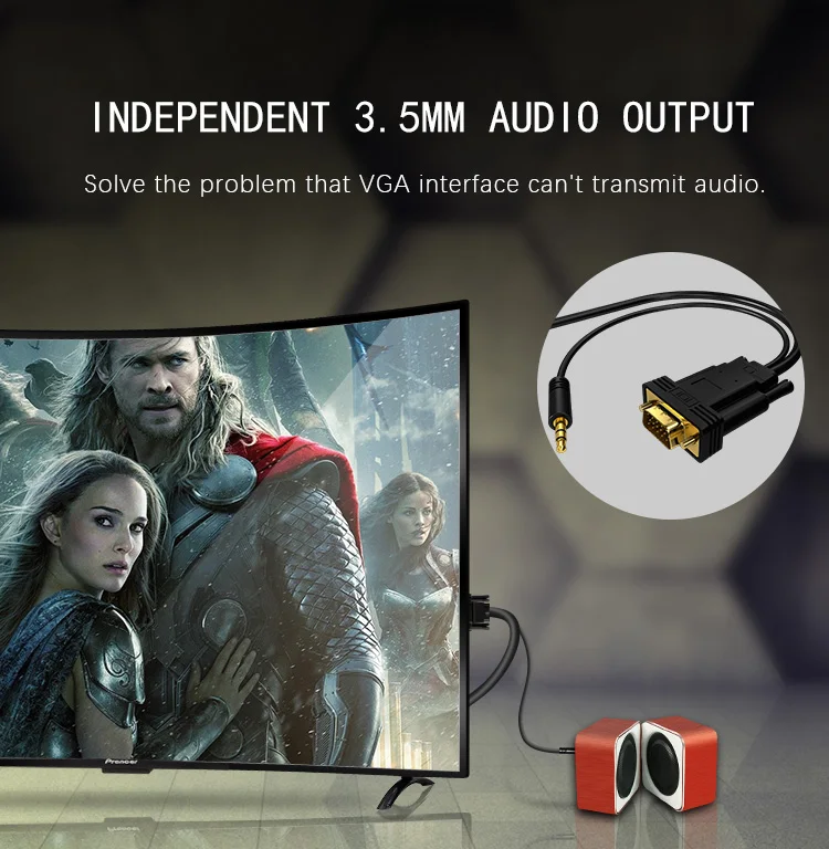 G.C.X HDMI to VGA кабель 1080 P Разрешение конвертер адаптер мужчинами HDMI2VGA с аудио Питание 1m1. 5m1. 8m3m5m