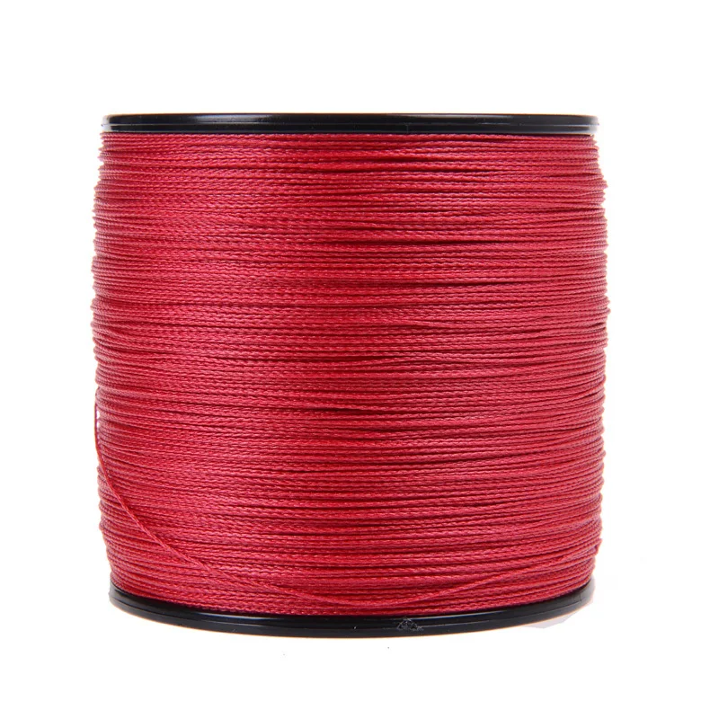 Новый Япония Multifilament 100% ПЭ очень сильный плетеная леска 1000 м 4 пряди spectra красный