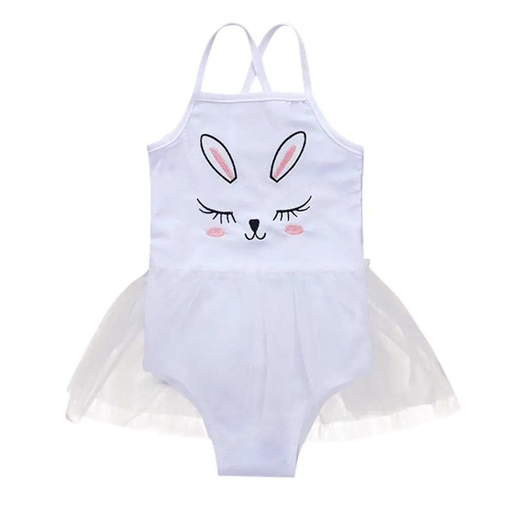 White 18-24 Months Купальный костюм для маленьких девочек; детский купальник-бикини с вышивкой и рисунком для маленьких девочек; купальный костюм с кроликом на подтяжках; сетчатый Купальник; A1 - Цвет: White 18-24 Months