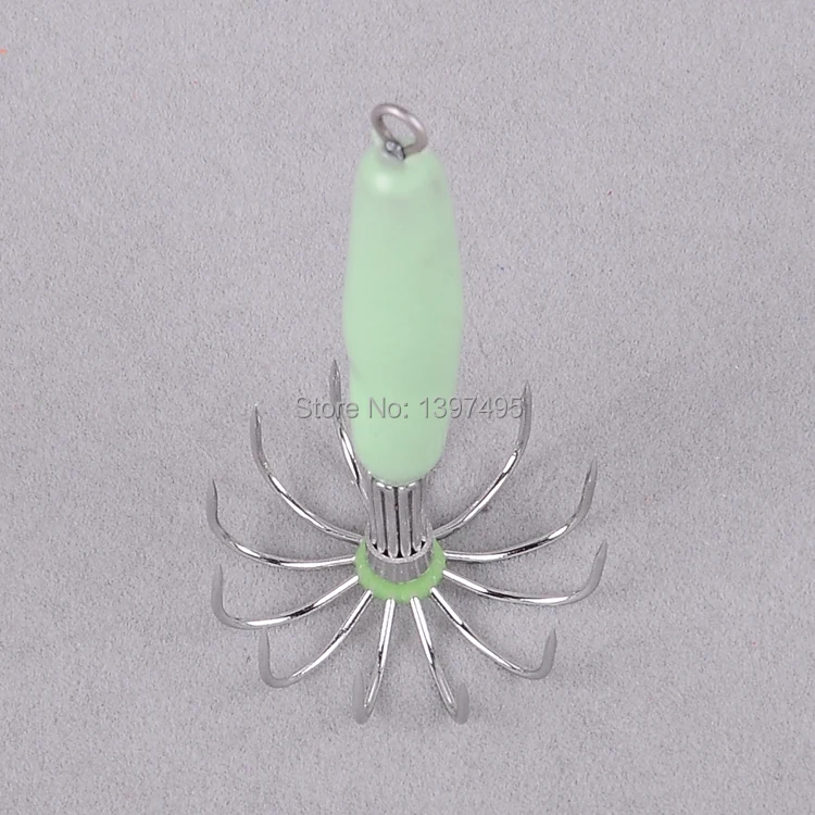 Free shipping 11g 16g 22g /6pcs Luminous squid fishing with hook Cuttlefish Hooks 12 Claw Aplysia Factory wholesale | Спорт и
