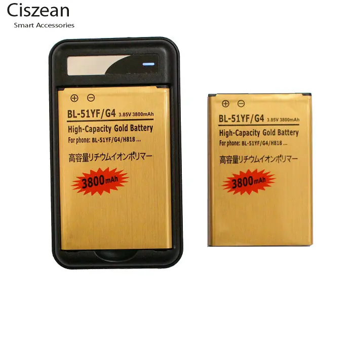 2x3800 mAh BL 51YF Золотой сменный аккумулятор + USB настенное зарядное устройство для LG G4