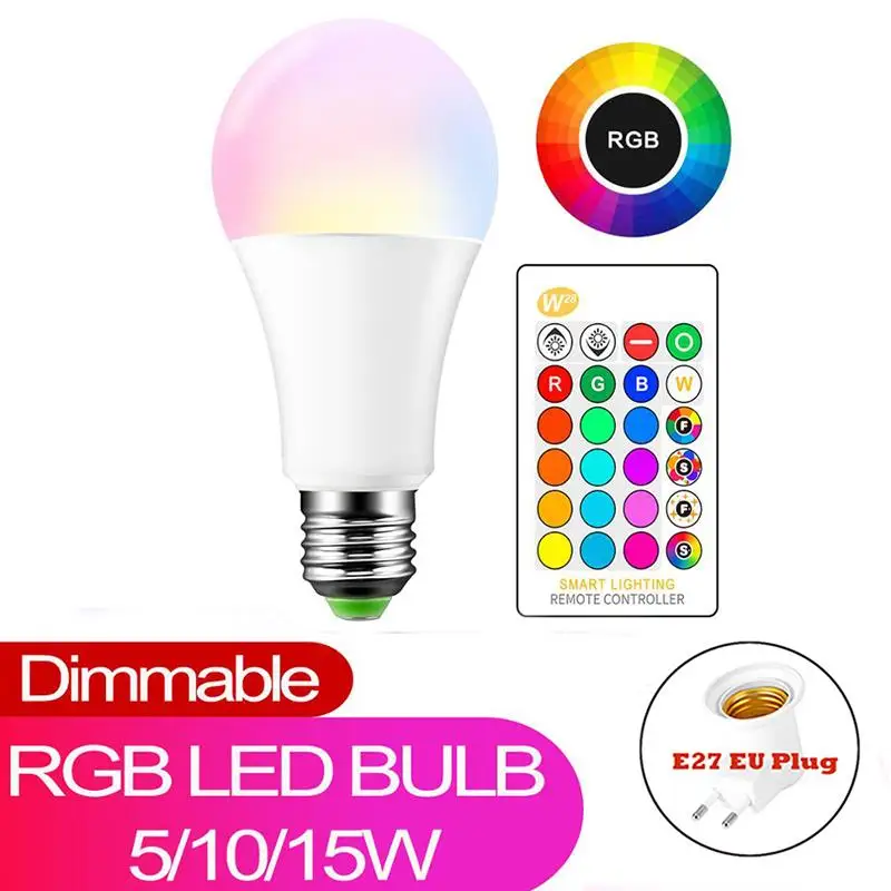 110 В 220 в E27 16 видов цветов сменная цветная RGB волшебная лампа 10 Вт Светодиодная RGBW