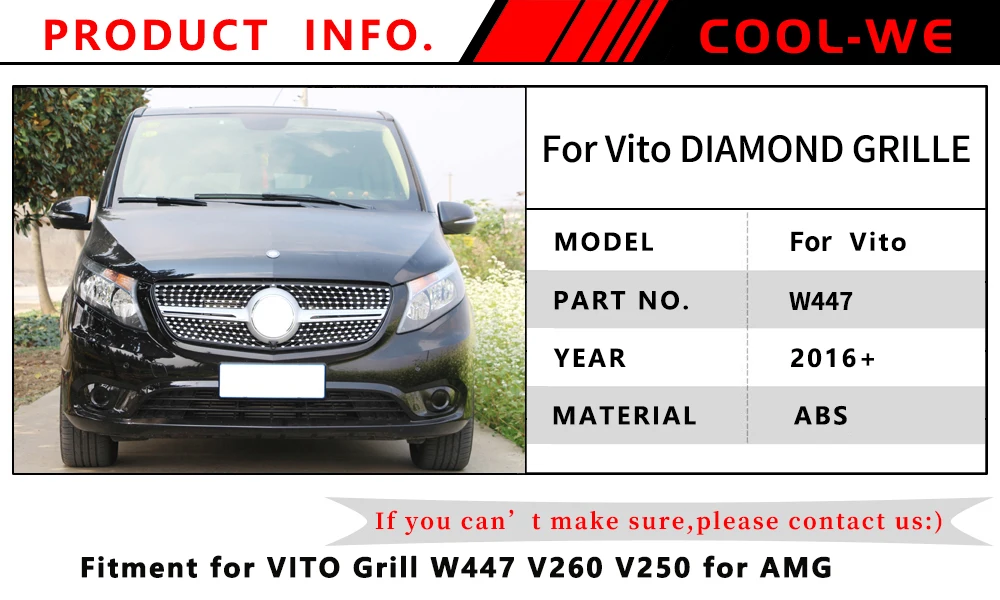 Для Mercedes для Benz новая для VITO Алмазная решетка W447 для VITO