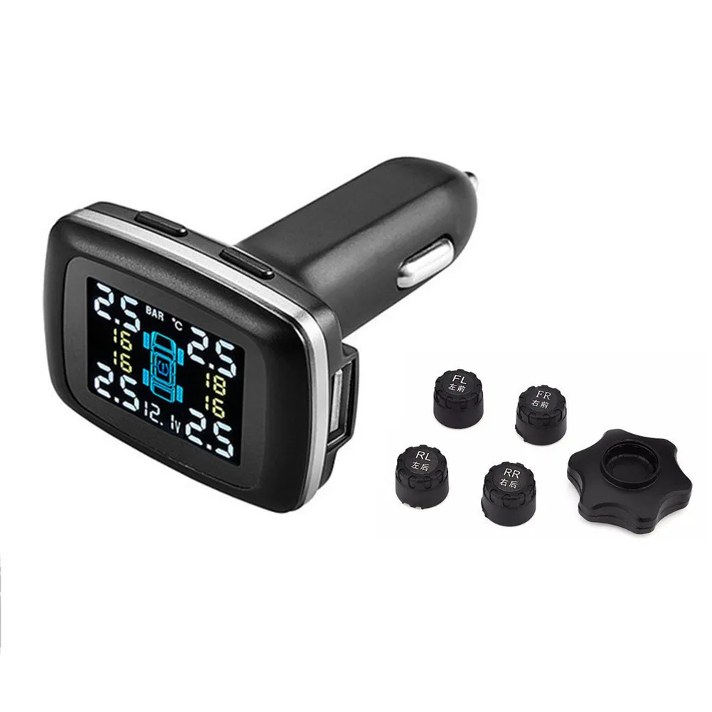RETFGTU Professional Wireless Smart TPMS 12V Real Time Digital Tire Pressure Monitoring System Alarm Car Charger | Автомобили и