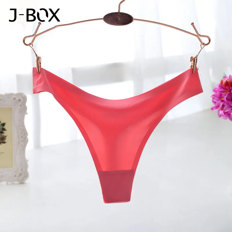 Watermelon red J-BOX, сексуальные женские трусики, шелк льда, бесшовные трусики, стринги, женские, низкая посадка, стринги, нижнее белье, женские трусы, Majtki Damskie Tanga - Цвет: Watermelon red