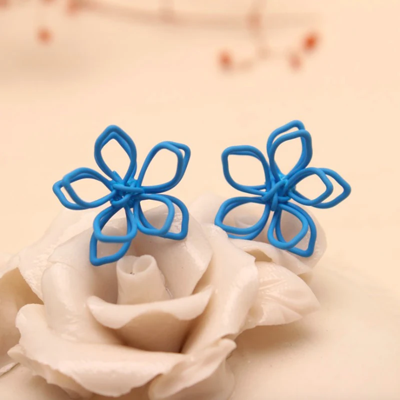 Корейский Стиль Горячая Hand Made Тканые Трехмерной Полые цветы Лотоса Серьги