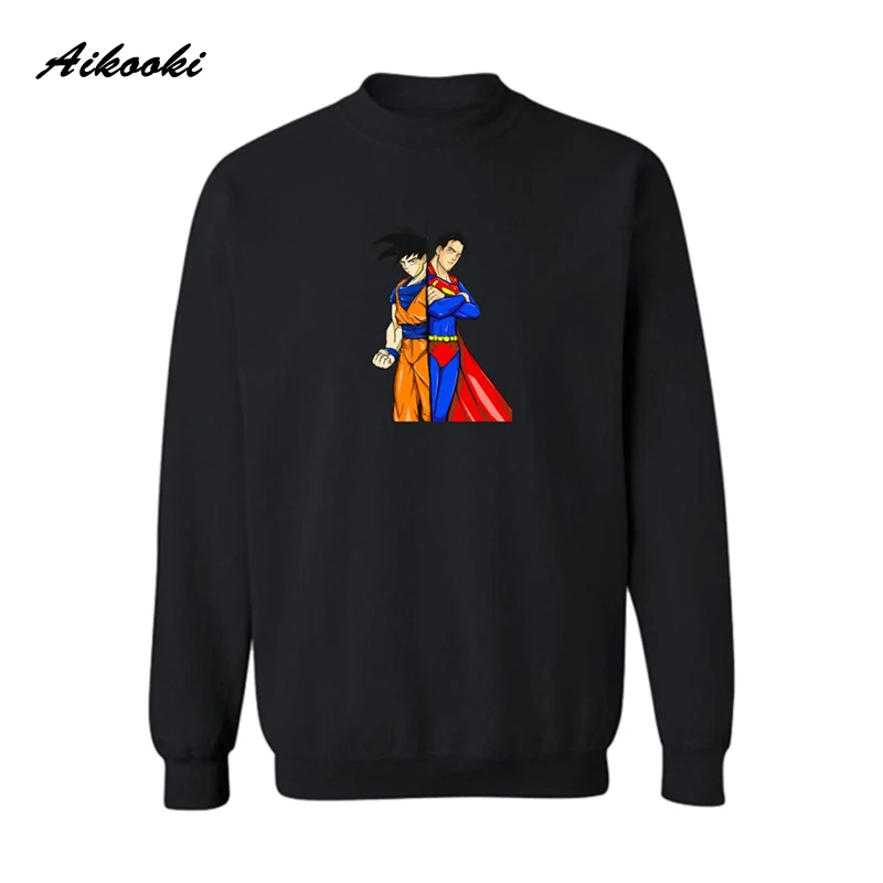 Superman VS Batman Black Harajuku Sweatshirt in Super Saiyan Autumn Winter Outerwear Couples Cloths XXS-XXXXL Pullovers | Мужская одежда