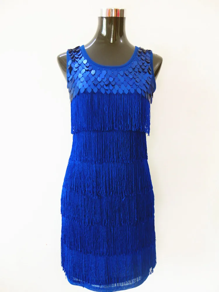 royal blue Женские вечерние платья с бахромой и блестками в стиле Грейт Гэтсби, 1920 s, элегантные вечерние платья в стиле Чарлстон, сексуальное женское платье в стиле арт-деко - Цвет: royal blue