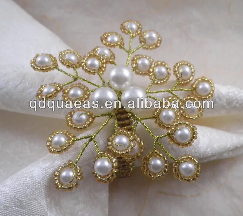 

napkin ring pearl with glass beaded, napkin holder,