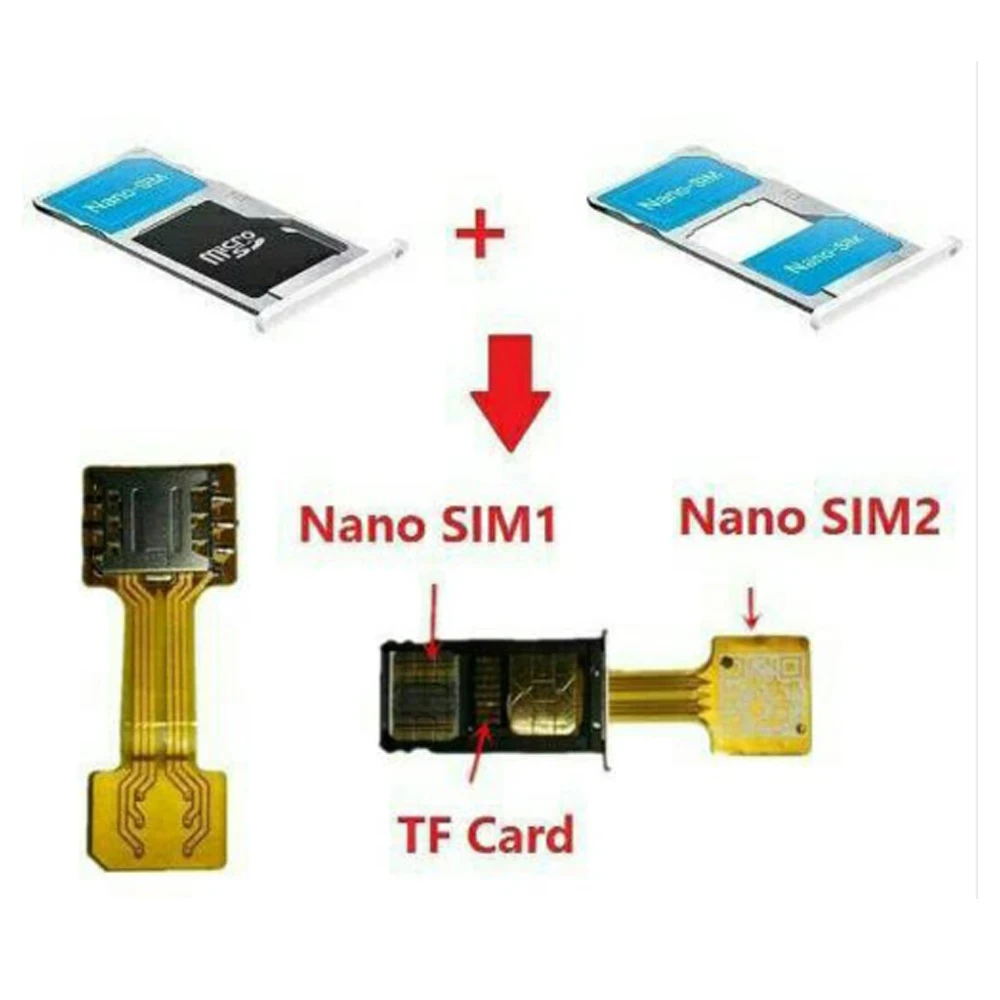 Гибридный двойной адаптер Micro SD для двух SIM-карт Android расширитель 2 Nano SIM-адаптер