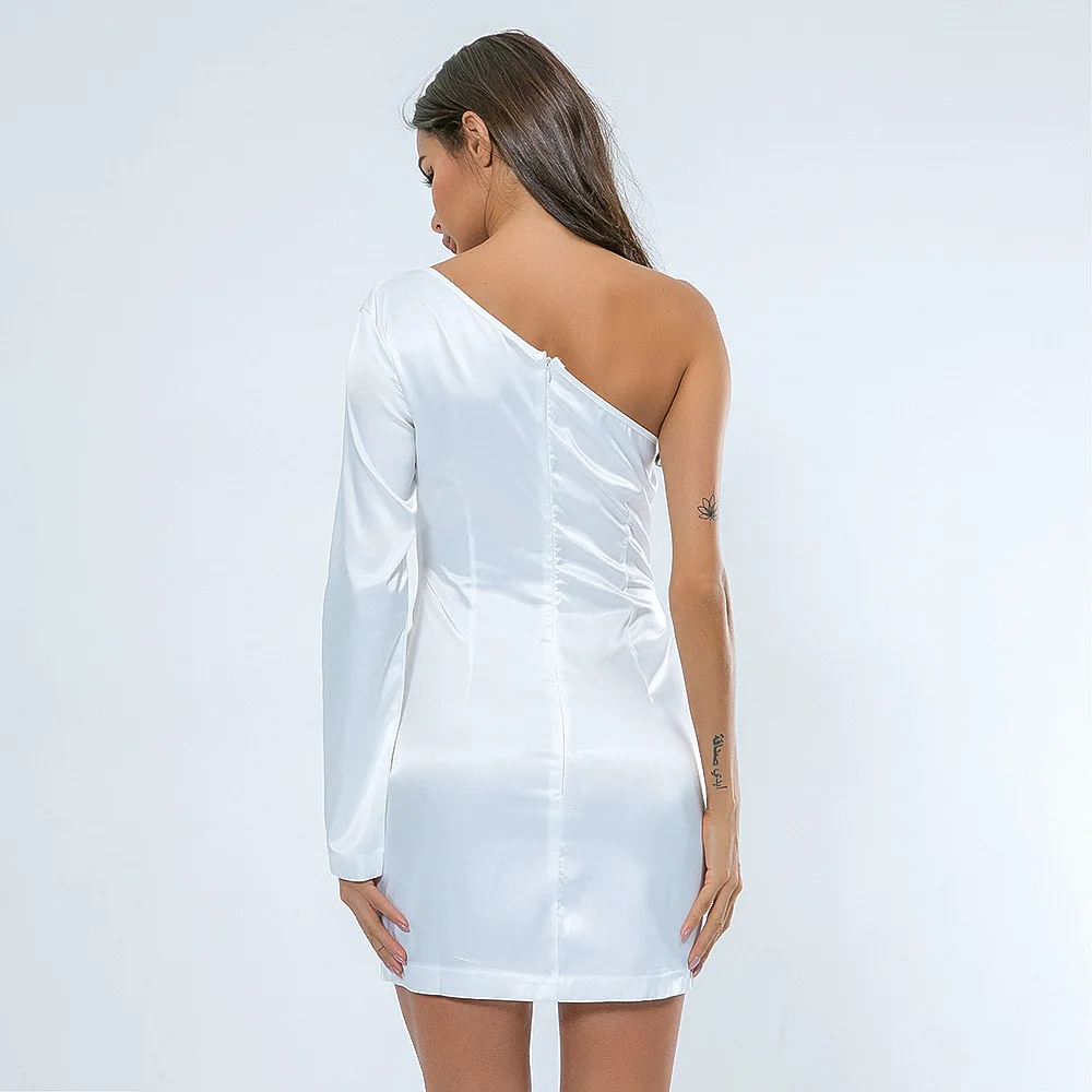 Женский костюм певицы женское белое платье с одним рукавом сценический вечерние