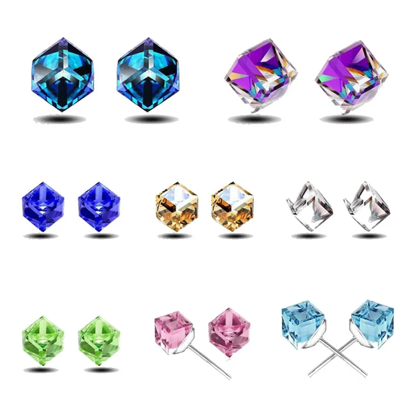 

Wholesale Price Trendy Women/Girl's 925 Sterling Silver CZ Crystal Stud Earrings Jewelry Gift