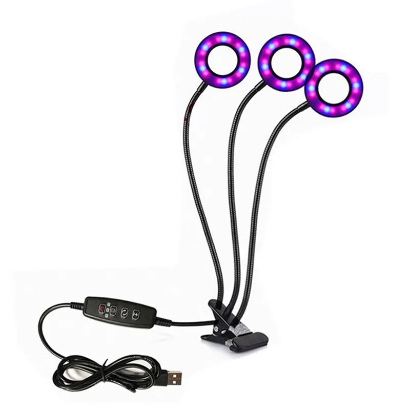 18W Round Clip Lamp 6 Вт 12 Вт 18 светодио дный светодиодный светящийся DC 5 В в USB блок питания с 360 градусов гибкий зажим лампа настольная светодио дный лампа для роста растений - Испускаемый цвет: 18W Round Clip Lamp