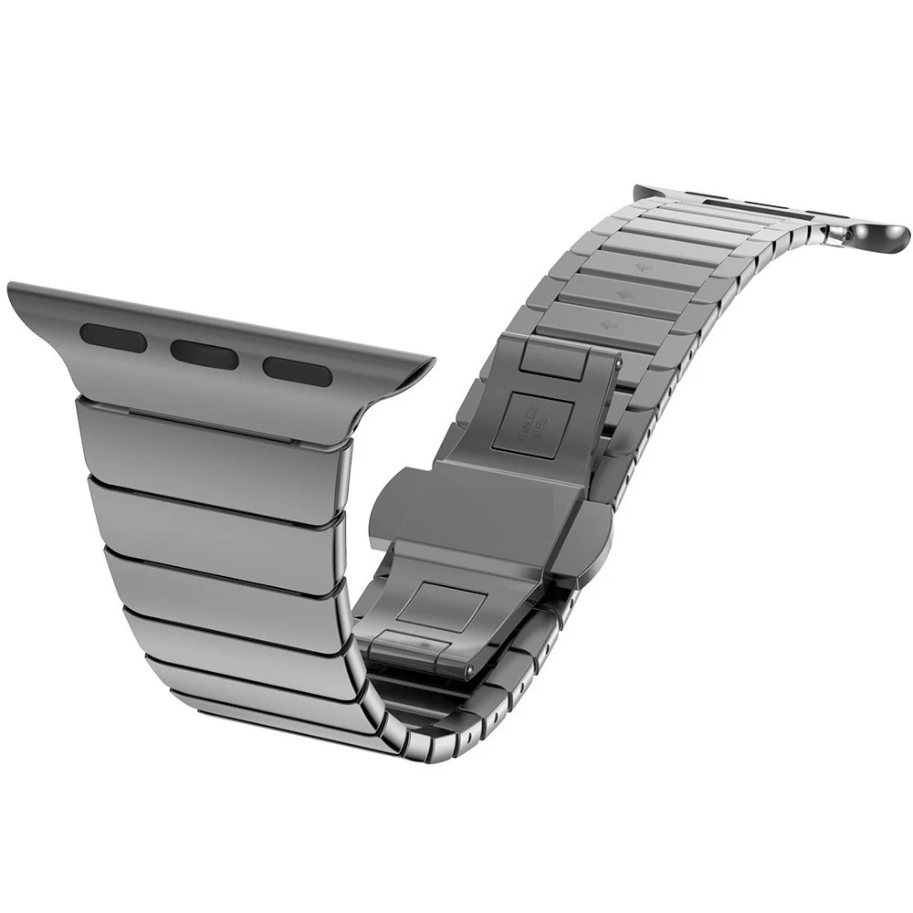 

High Quality Butterfly Clasp Lock Link Loop Band for Apple Watch Band Link Bracelet Stainless Steel Strap 38mm 42mm for Iwatch