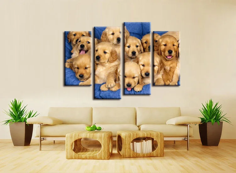 Собака семьи серии Плакат печатных холст картины современная Печать искусство