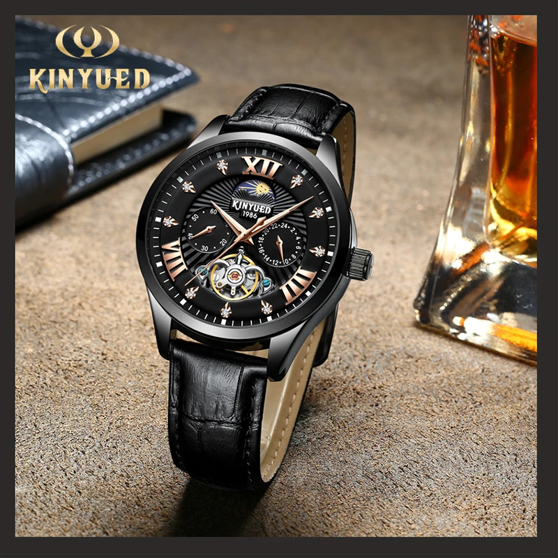 KINYUED 2019 лучший бренд класса люкс Diamond хронограф для мужчин механические часы с