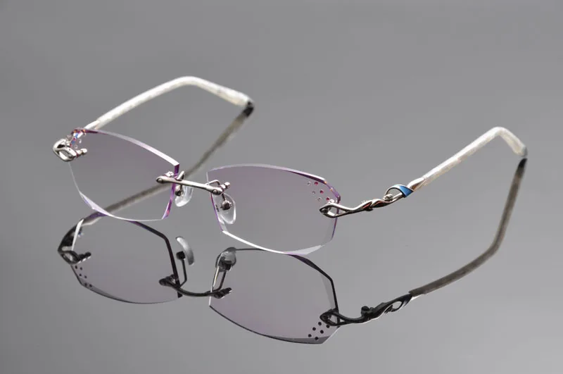 

Женские очки без оправы DeDing, гибкие очки из титанового сплава с индексом 1,61, с защитой от синего спектра и фиолетовыми линзами DD1311