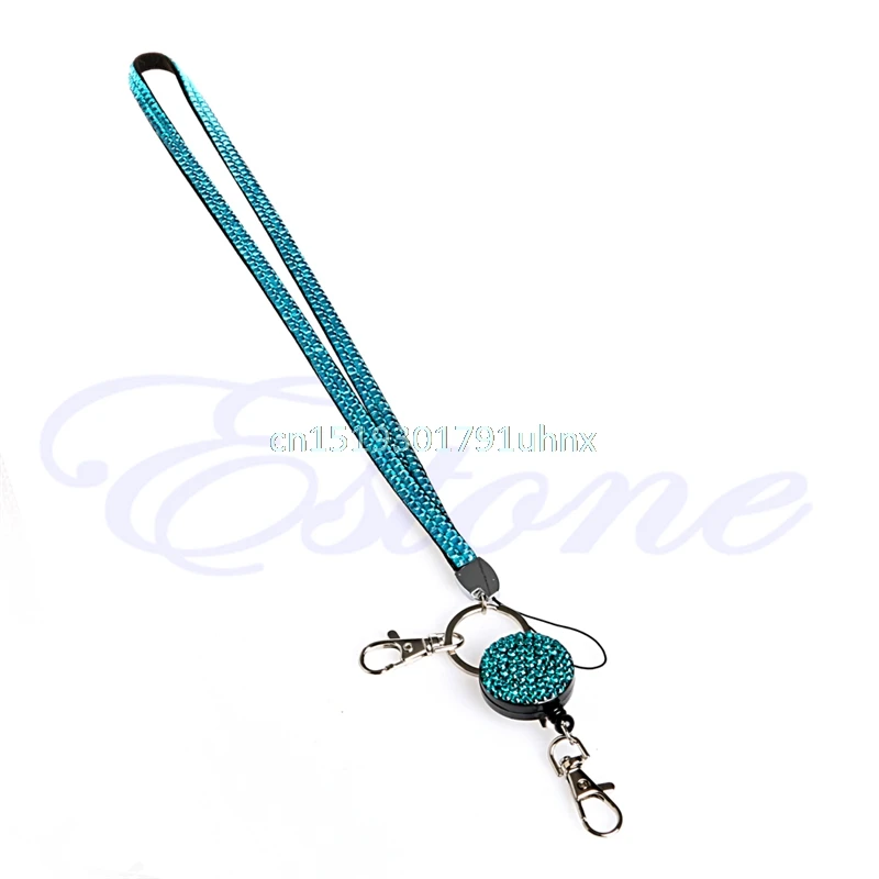 Выдвижной ID Badge Reel Crystal Стразы держатель для ключей телефона|neck lanyard|key neck holderrhinestone