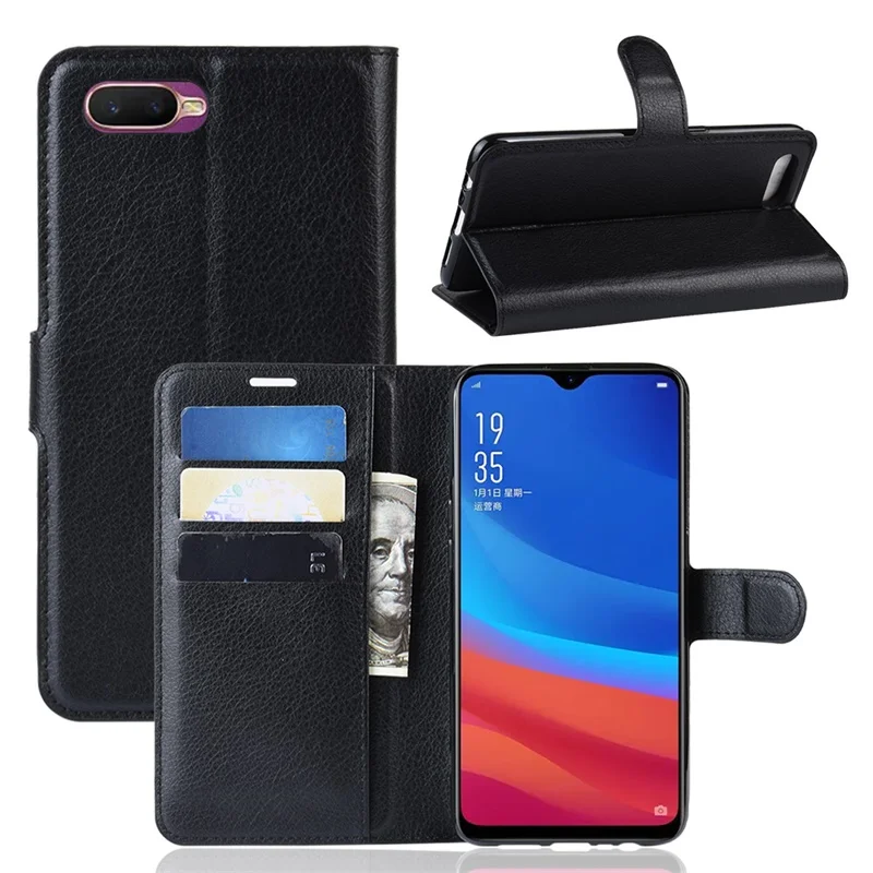 Чехол для OPPO AX5S A5S роскошный кожаный чехол кошелек с откидной крышкой полностью