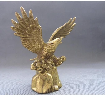 Copper Brass CHINESE crafts decoration Asian China Exquisite Pure Brass Flying Eagle Hawk Stand On Pine Tree Statue Figurine NA