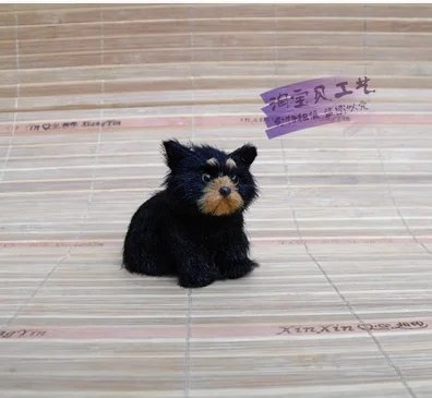 

mini simulation sitting bear toy handicraft resin&fur black small bear dolls gift about 8x4x6.5cm 0777