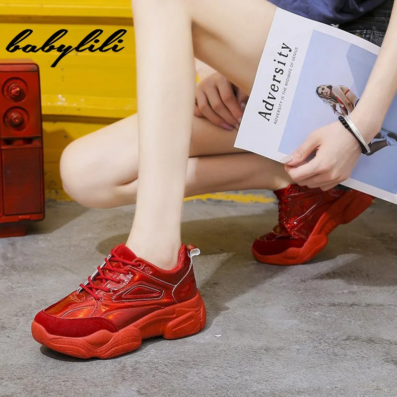 Женские кроссовки на толстой подошве Новинка лета 2019 женская обувь платформе