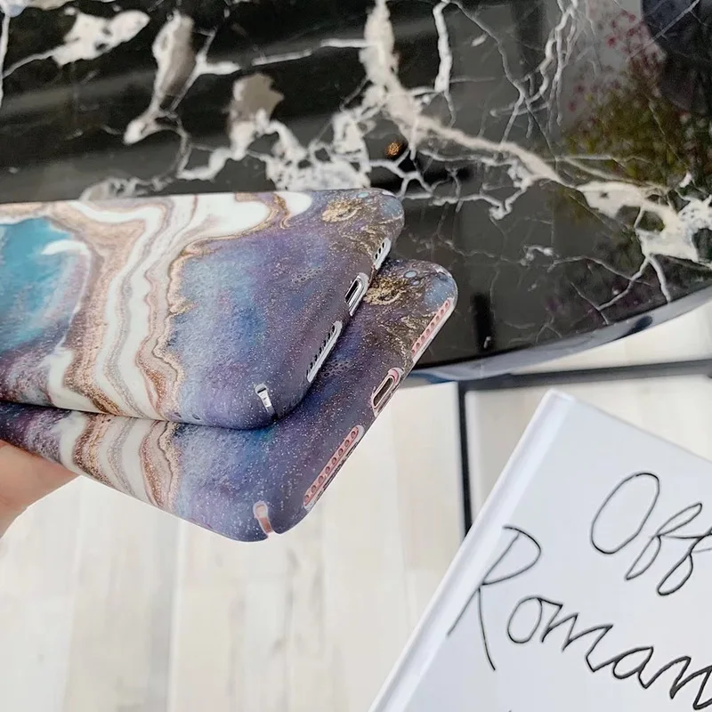 JIBAN Fashion Blue Star River Marble Cases For Iphone XS Max XR Matte Hard Plastic Back Cover for 6 6s 7 8 Plus Capa |