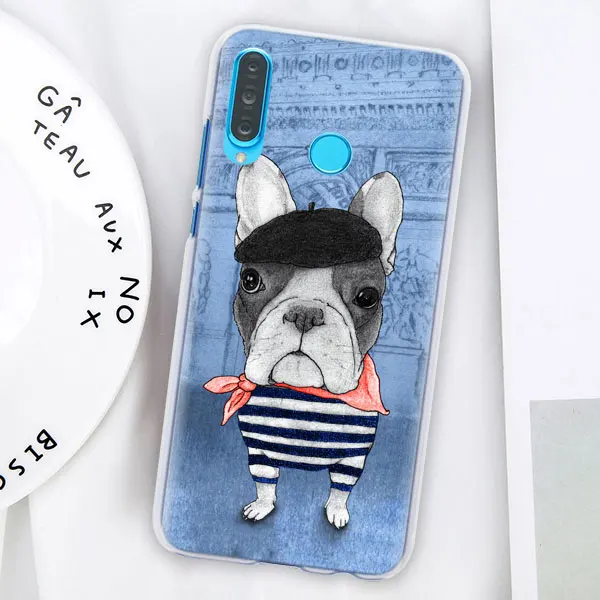 14 Французский Английский бульдог чехол для телефона для huawei P30 P30 Pro P9 P10 P20 Lite P Smart плюс вид 20 Жесткий задний Чехол бант - Цвет: 14