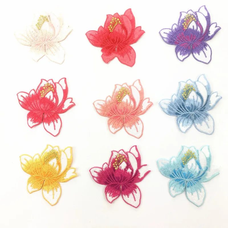 FFLACELL лотос вышивка железа заплаты для аппликация на одежду шляпа своими руками